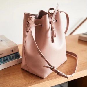 Kayla + Ava Vegan Leather Bow Tie Bucket Bag  Dusty Rose / Pink NWT